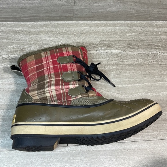 Sorel Tivoli Plaid Waterproof Short Duck Boots Womens Size 9 - Picture 6 of 12